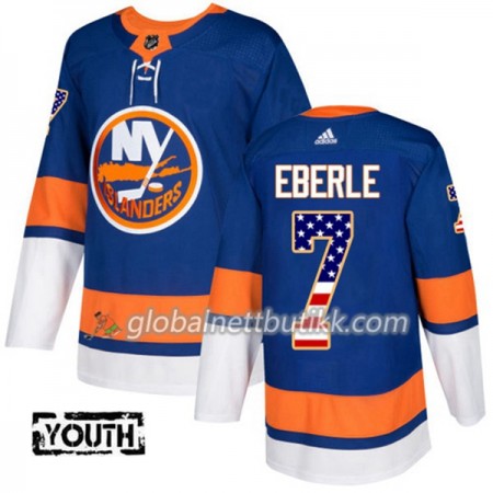 New York Islanders Hockeydrakt Jordan Eberle 7 2017-2018 USA Flag Fashion Blå Adidas Authentic - Barn